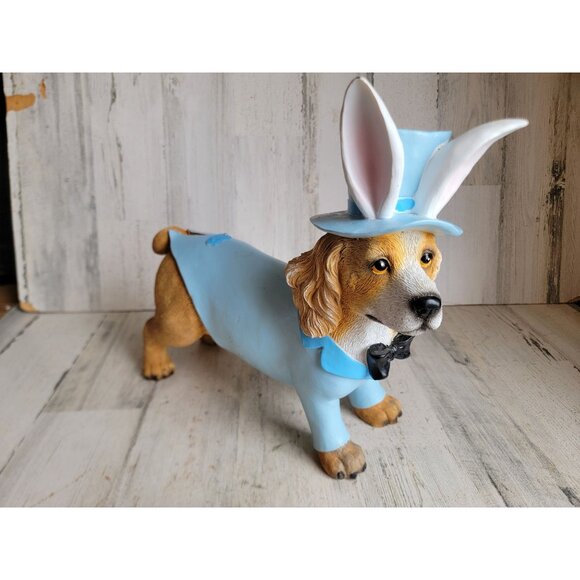 Willow Rilley dog Easter dog statue tuxedo spring home decor figure - Picture 1 of 14